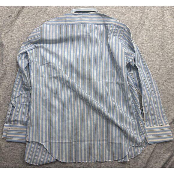 Forsyth Button Down Shirt Men's Size 15 Striped Dress Shirt Causal Blue - Picture 6 of 8